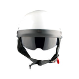 1Storm Motorcycle Half Face Helmet Mopeds Scooter Pilot with retractable Inner Smoked Visor, HKY205V + T008 Black Tinted Goggle Bundle