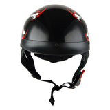 1Storm Motorcycle Half Face Helmet Mopeds Scooter Pilot with retractable Inner Smoked Visor, HKY205V + T008 Black Tinted Goggle Bundle