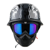 1Storm Novelty Motorcycle Half Face Helmet German Style DOT Approved: HKY602 + Black Tinted Goggle Bundle