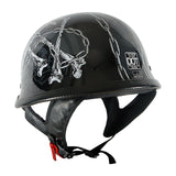 1Storm Novelty Motorcycle Half Face Helmet German Style DOT Approved: HKY602 + Black Tinted Goggle Bundle