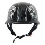 1Storm Novelty Motorcycle Half Face Helmet German Style DOT Approved: HKY602 + Black Tinted Goggle Bundle