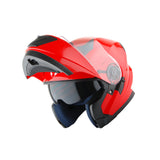1Storm New Motorcycle Bike Modular Full Face Helmet Dual Visor Sun Shield with LED Tail Light + Motorcycle Bluetooth Headset: Modular901