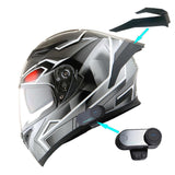 1Storm Motorcycle Modular Full Face Flip up Dual Visor Helmet + Spoiler + Motorcycle Bluetooth Headset: HJK316