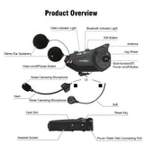 Freedconn New Motocycle Helmet Waterproof and Wireless Bluetooth R1 Plus E 1000M Intercom Headset with Stereo Music