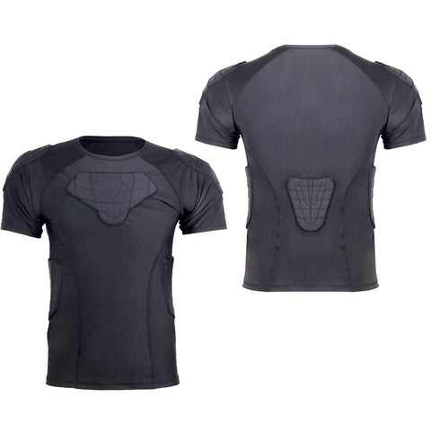 1Storm Men Lycra+EVA Anti-Collision Chest Protective Black Short Shirt/Pant for Football Baseball Basketball Bike Rugby Snowboard Ski Volleyball